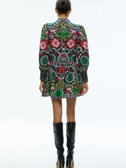 Alice and Olivia MINI|DRESSES*BERTHA BLOUSON SLEEVE MINI DRESS