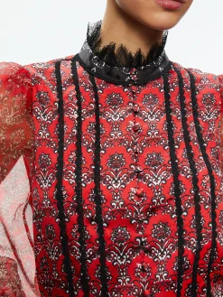 Alice and Olivia TOPS*BETTINA BLOUSON SLEEVE TOP