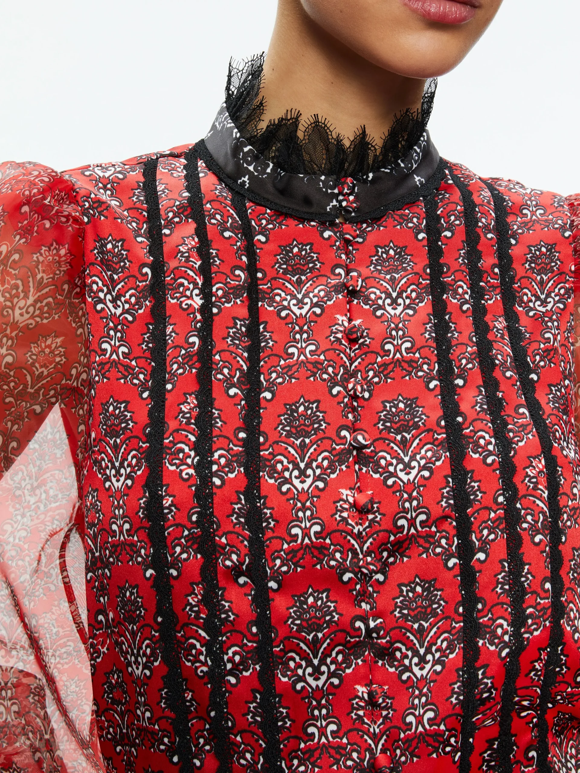 Alice and Olivia TOPS*BETTINA BLOUSON SLEEVE TOP