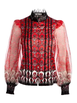 Alice and Olivia TOPS*BETTINA BLOUSON SLEEVE TOP