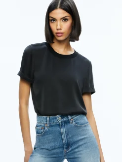 Alice and Olivia ESSENTIALS|TOPS*BRADEN DROP SHOULDER TEE