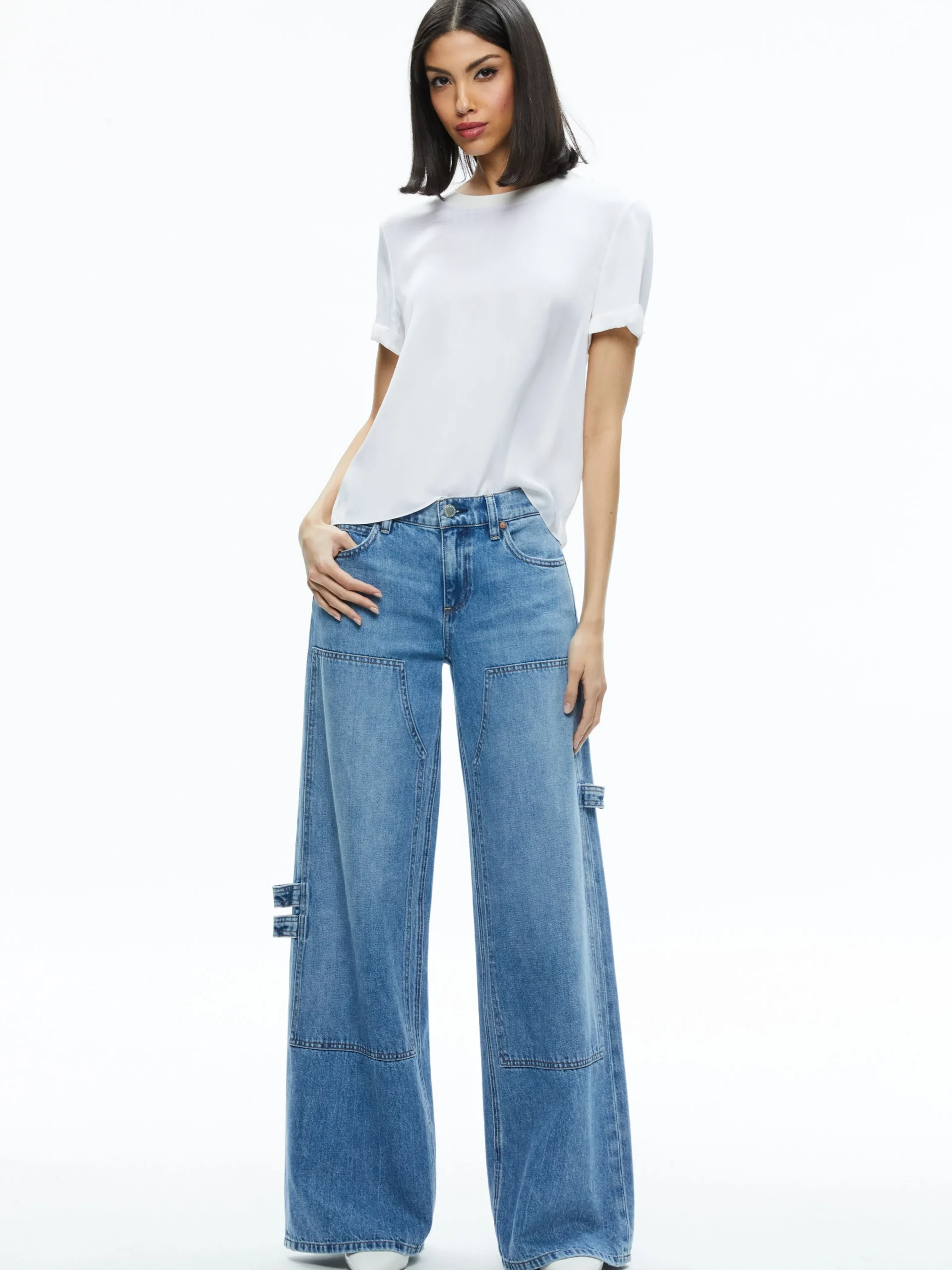 Alice and Olivia ESSENTIALS|TOPS*BRADEN DROP SHOULDER TEE