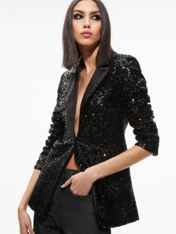Alice and Olivia MATCHING SETS*BREANN SEQUIN FITTED BLAZER + LARA SEQUIN BOOTCUT PANT