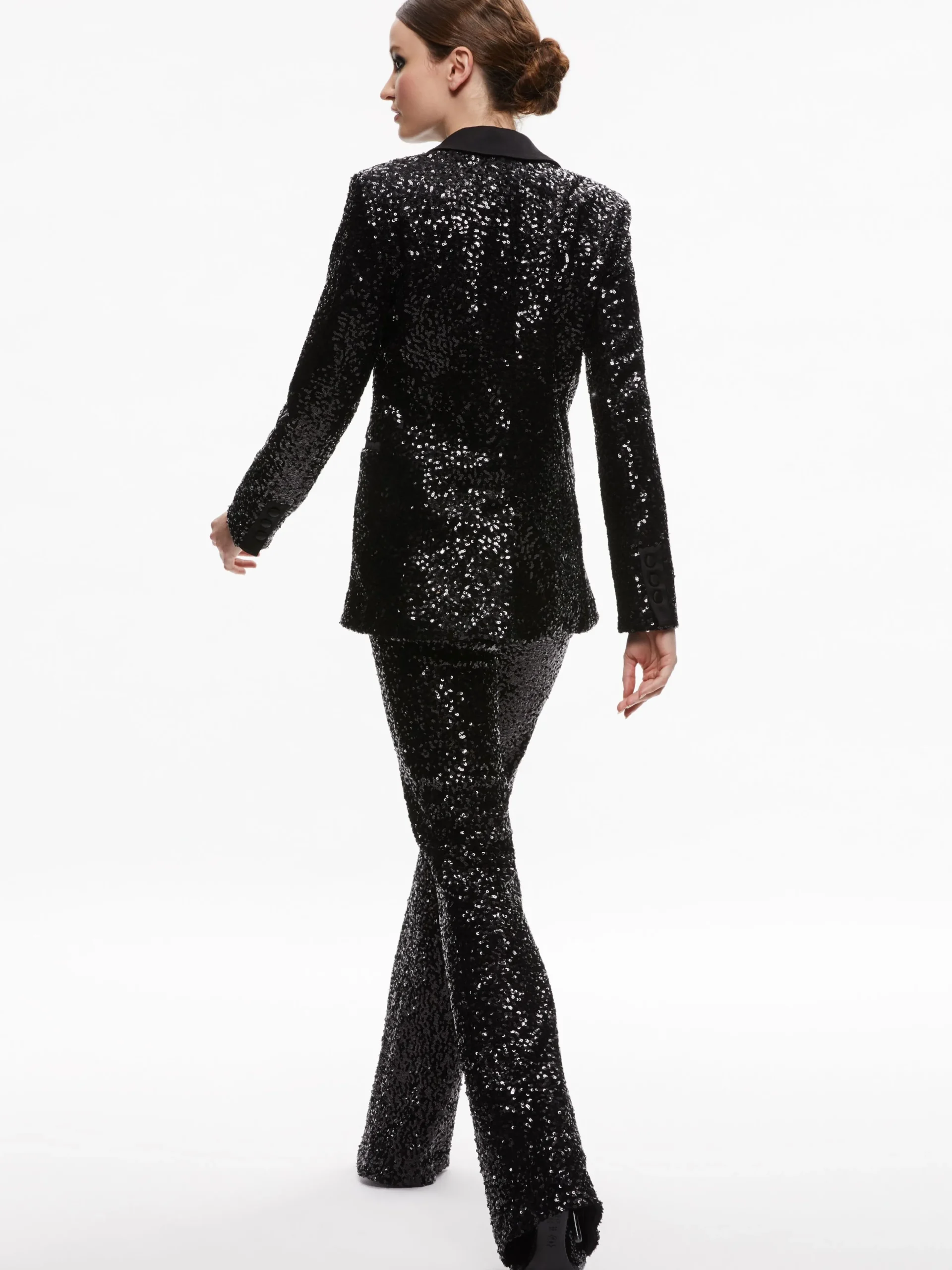 Alice and Olivia MATCHING SETS*BREANN SEQUIN FITTED BLAZER + LARA SEQUIN BOOTCUT PANT