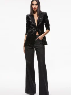 Alice and Olivia MATCHING SETS*BREANN SEQUIN FITTED BLAZER + LARA SEQUIN BOOTCUT PANT