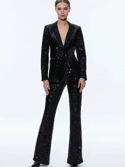 Alice and Olivia MATCHING SETS*BREANN SEQUIN FITTED BLAZER + LARA SEQUIN BOOTCUT PANT