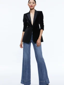 Alice and Olivia SUITS|JACKETS + COATS*BREANN VELVET COMBINATION BLAZER