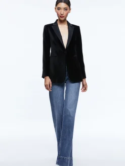 Alice and Olivia SUITS|JACKETS + COATS*BREANN VELVET COMBINATION BLAZER