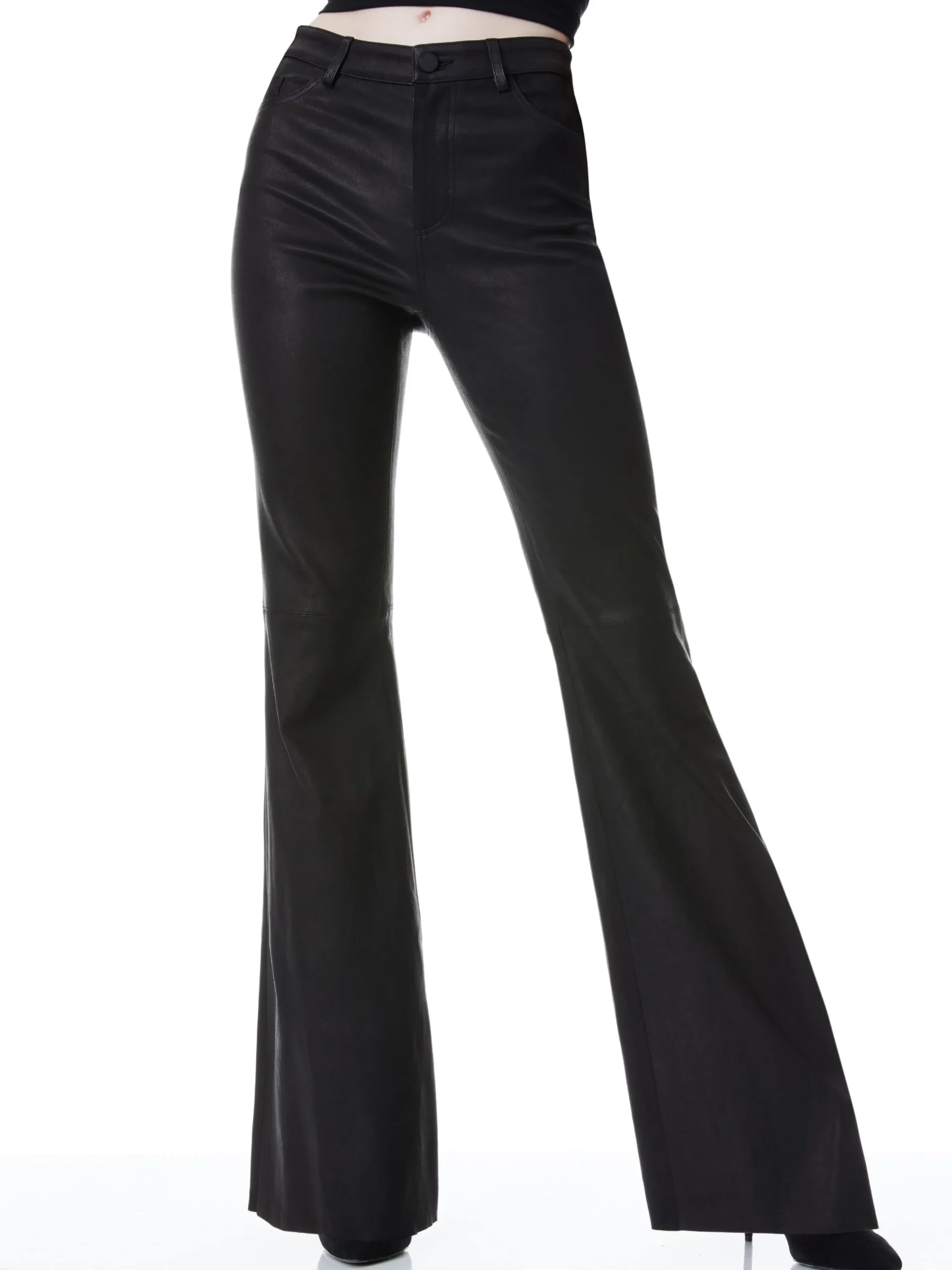 Alice and Olivia ESSENTIALS|PANTS*BRENT HIGH WAISTED LEATHER BELL PANT