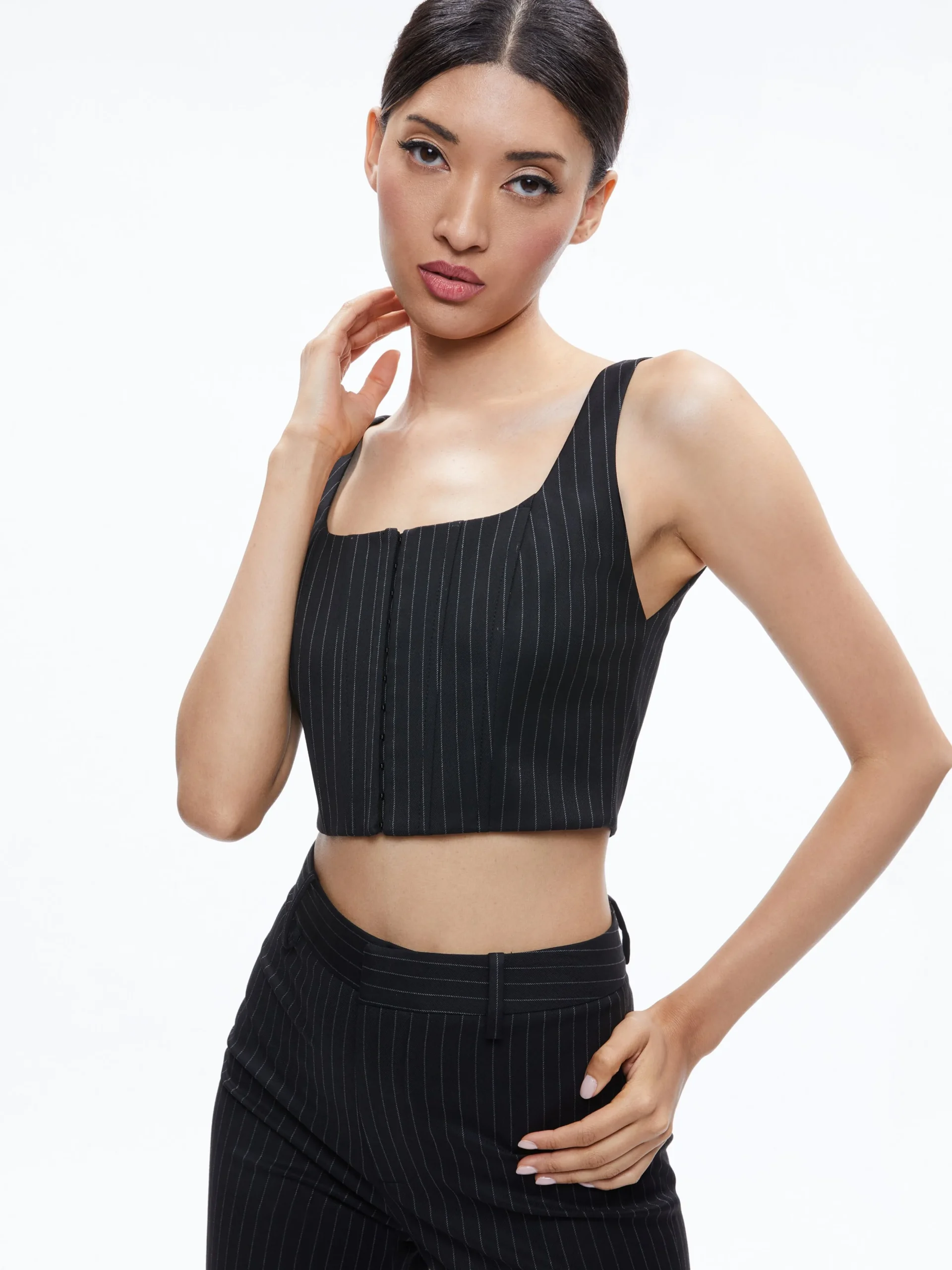 Alice and Olivia MATCHING SETS*BRESLIN CORSET TOP + SIOBHAN FRONT WRAP MIDI SKIRT