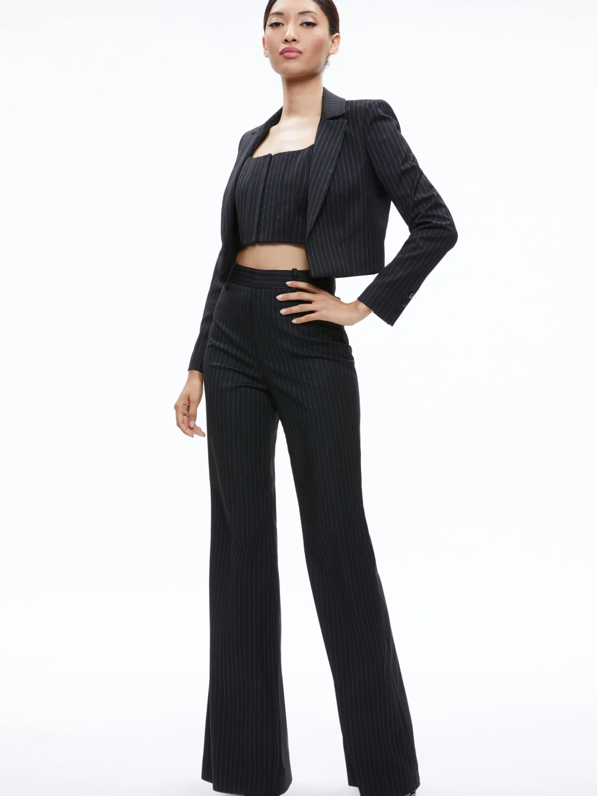 Alice and Olivia MATCHING SETS*BRESLIN CORSET TOP + SIOBHAN FRONT WRAP MIDI SKIRT