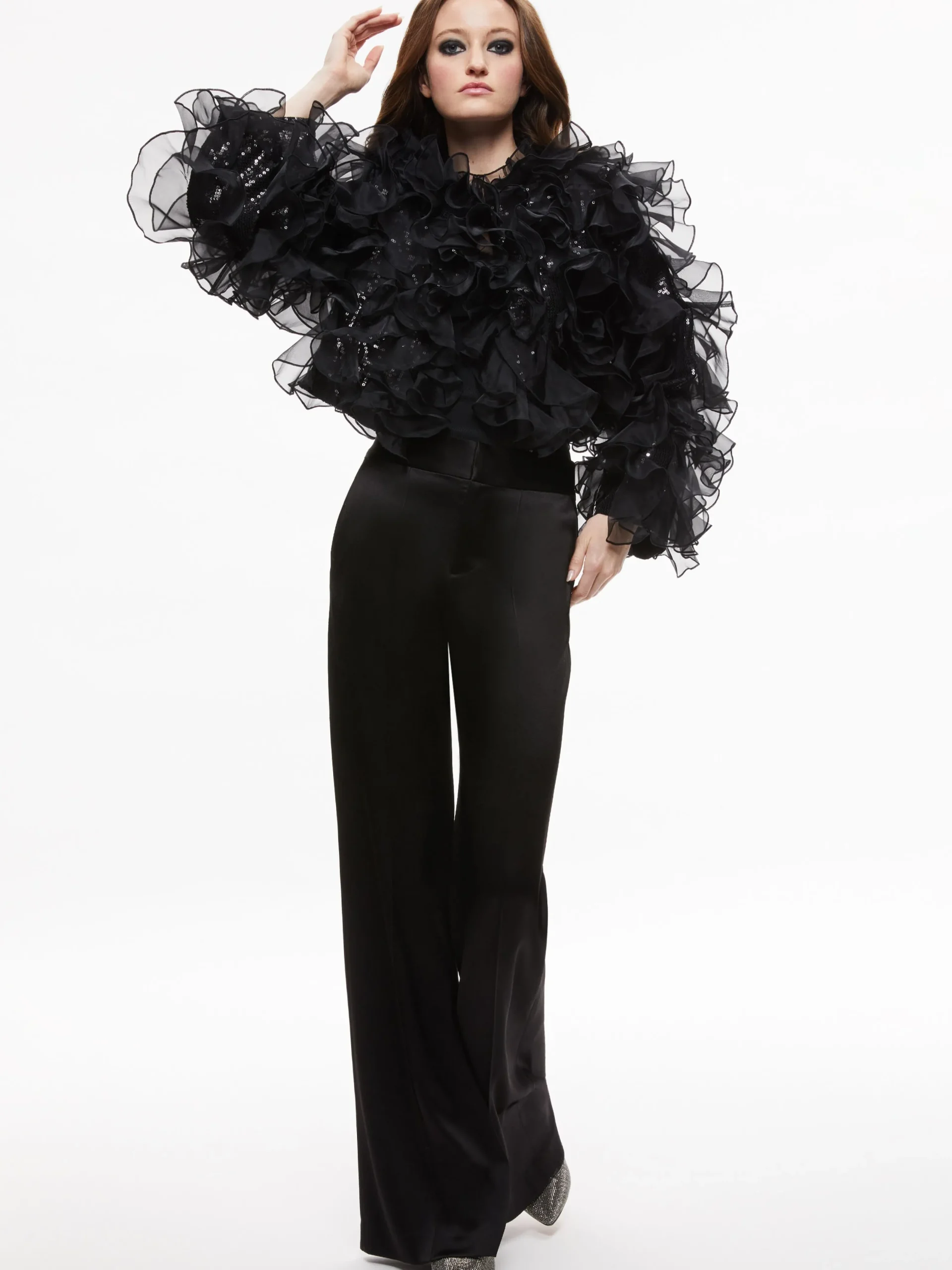 Alice and Olivia JACKETS + COATS*BRITTON RUFFLED CROPPED JACKET