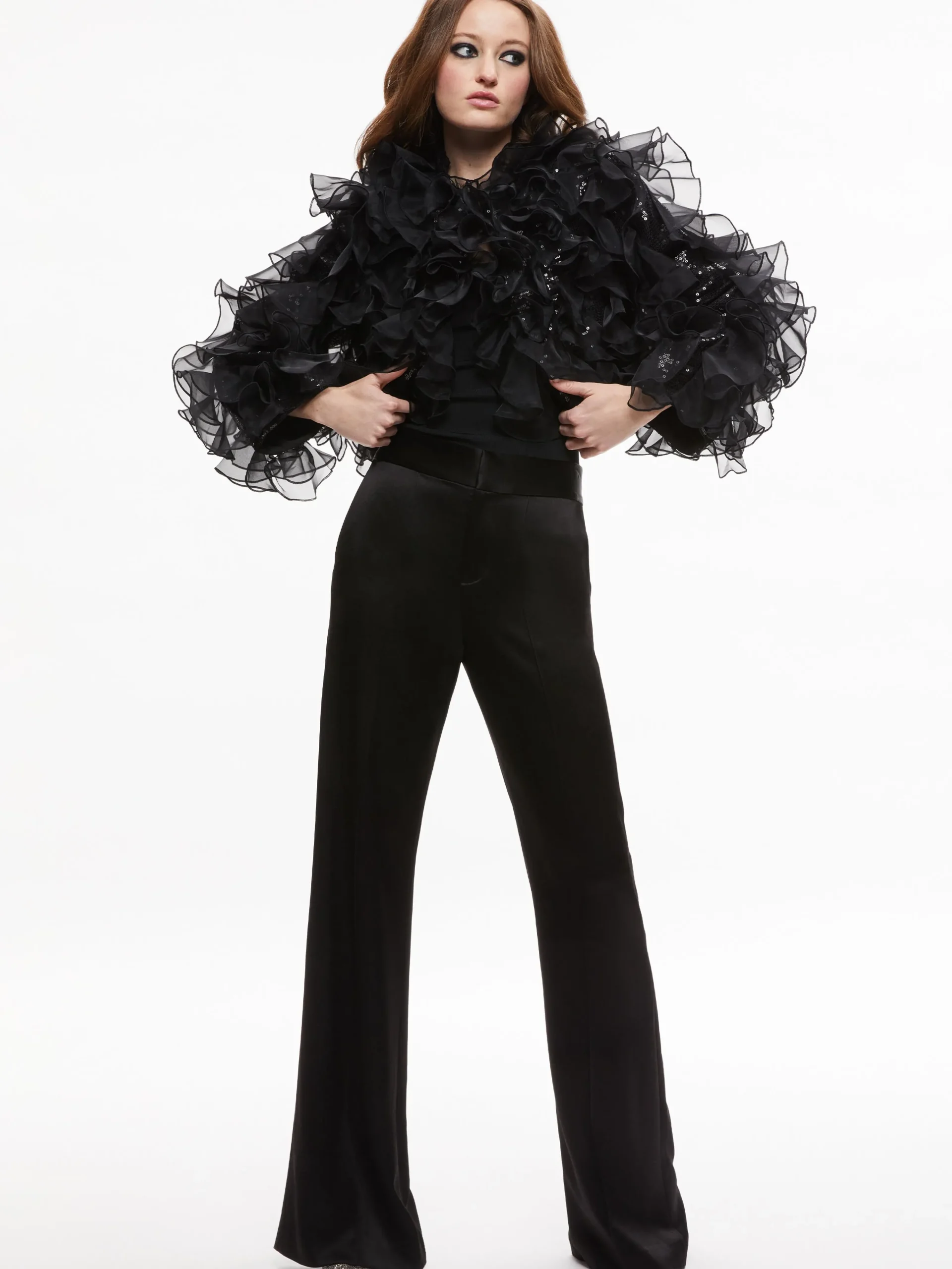 Alice and Olivia JACKETS + COATS*BRITTON RUFFLED CROPPED JACKET