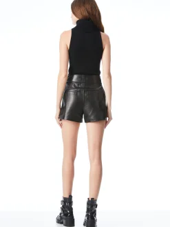 Alice and Olivia ESSENTIALS|SHORTS*CADY HIGH WAISTED LEATHER SHORT