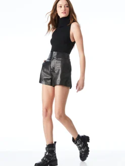 Alice and Olivia ESSENTIALS|SHORTS*CADY HIGH WAISTED LEATHER SHORT