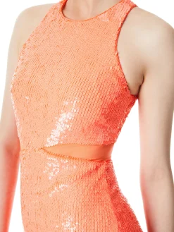 Alice and Olivia MINI|DRESSES*CARA SEQUIN MESH CUT OUT MINI DRESS