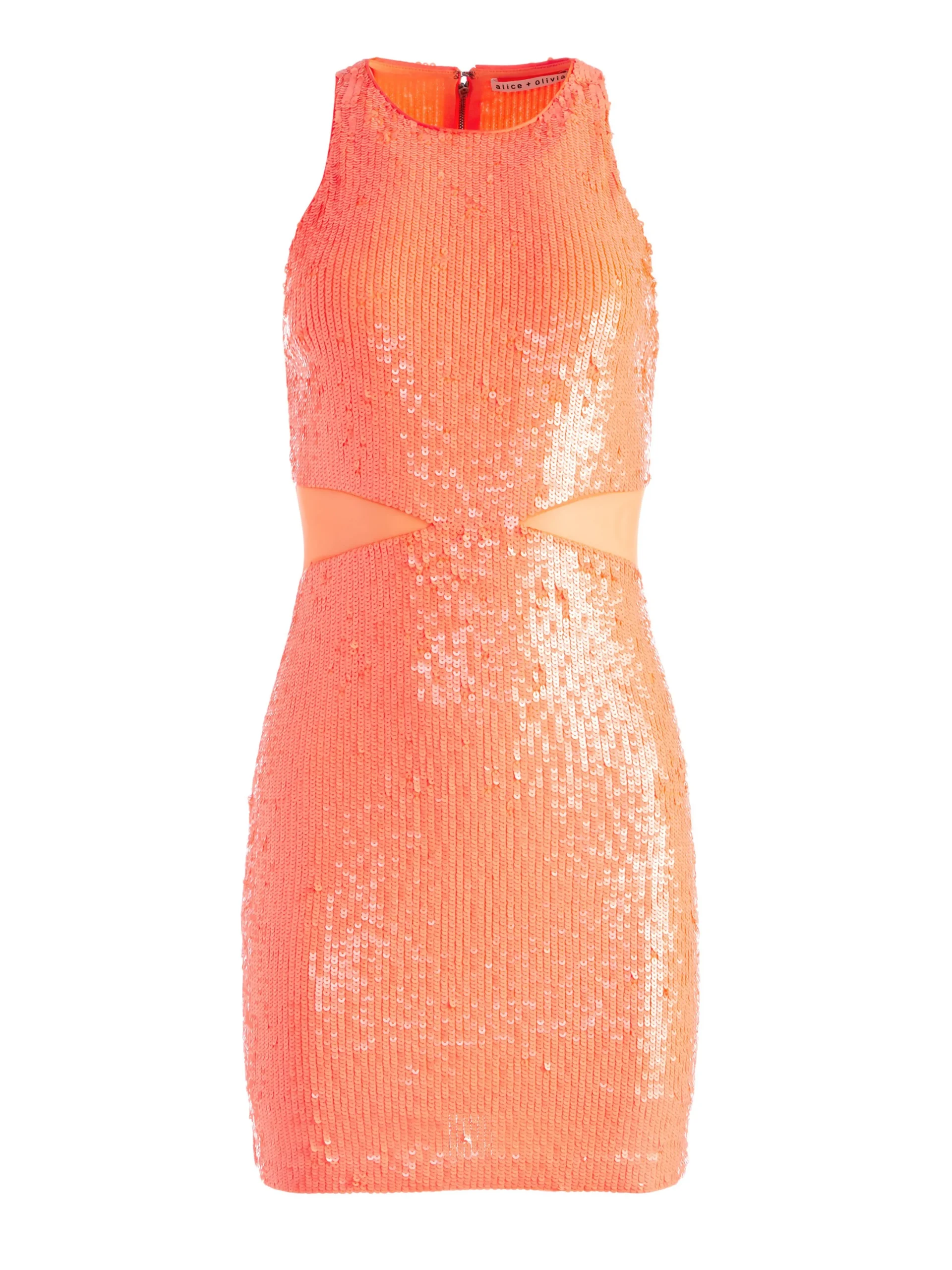 Alice and Olivia MINI|DRESSES*CARA SEQUIN MESH CUT OUT MINI DRESS