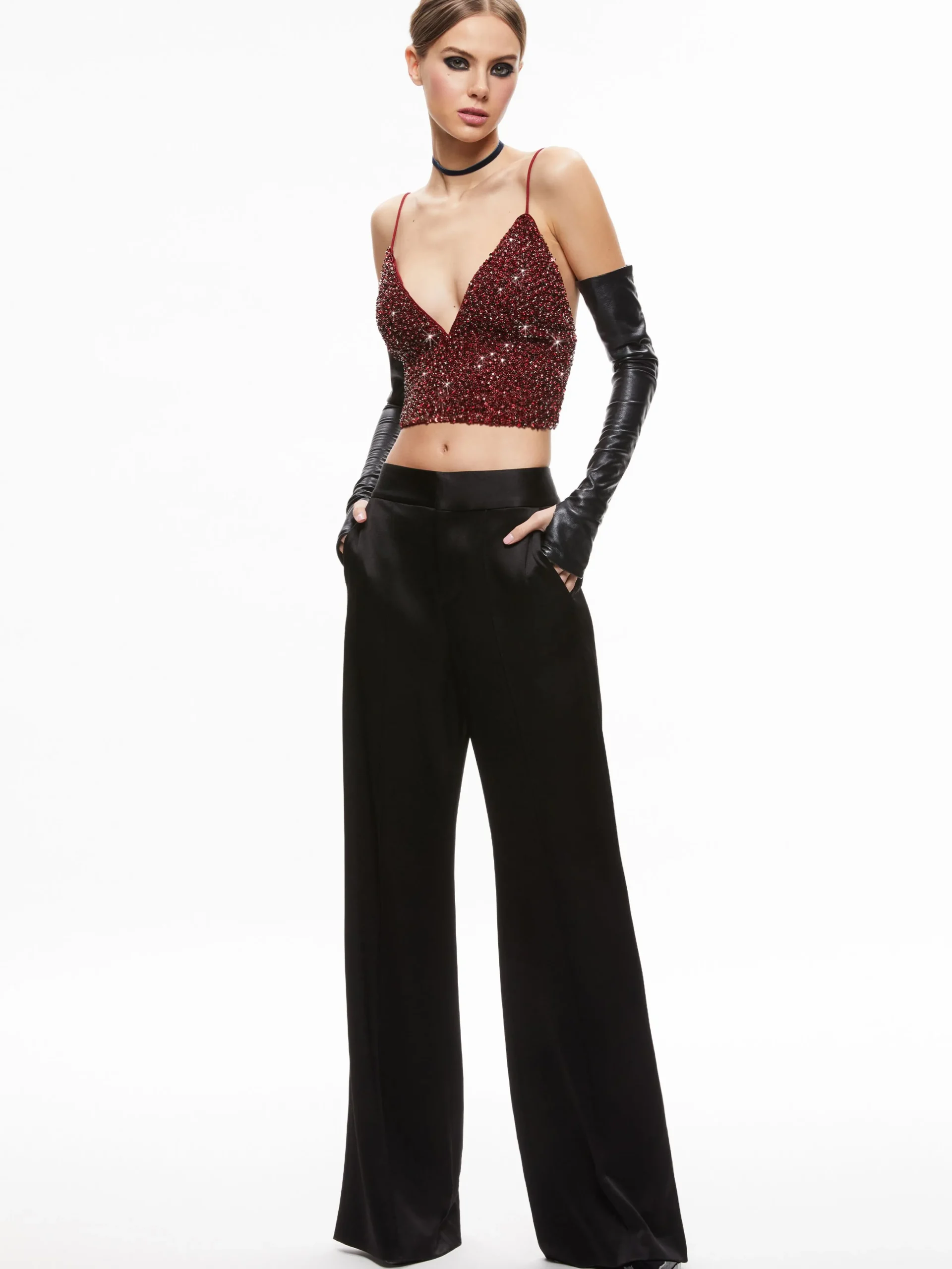 Alice and Olivia TOPS*CARLI CRYSTAL EMBELLISHED BRA TOP