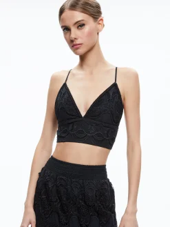 Alice and Olivia TOPS*CARLI EMBROIDERED BRA TOP