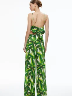 Alice and Olivia MATCHING SETS*CARLI TIE BACK BRA TOP + RUSSELL HIGH WAISTED SMOCKED WAISTBAND PANT