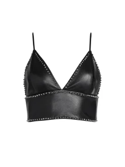 Alice and Olivia TOPS*CARLI VEGAN LEATHER STUDDED BRA TOP