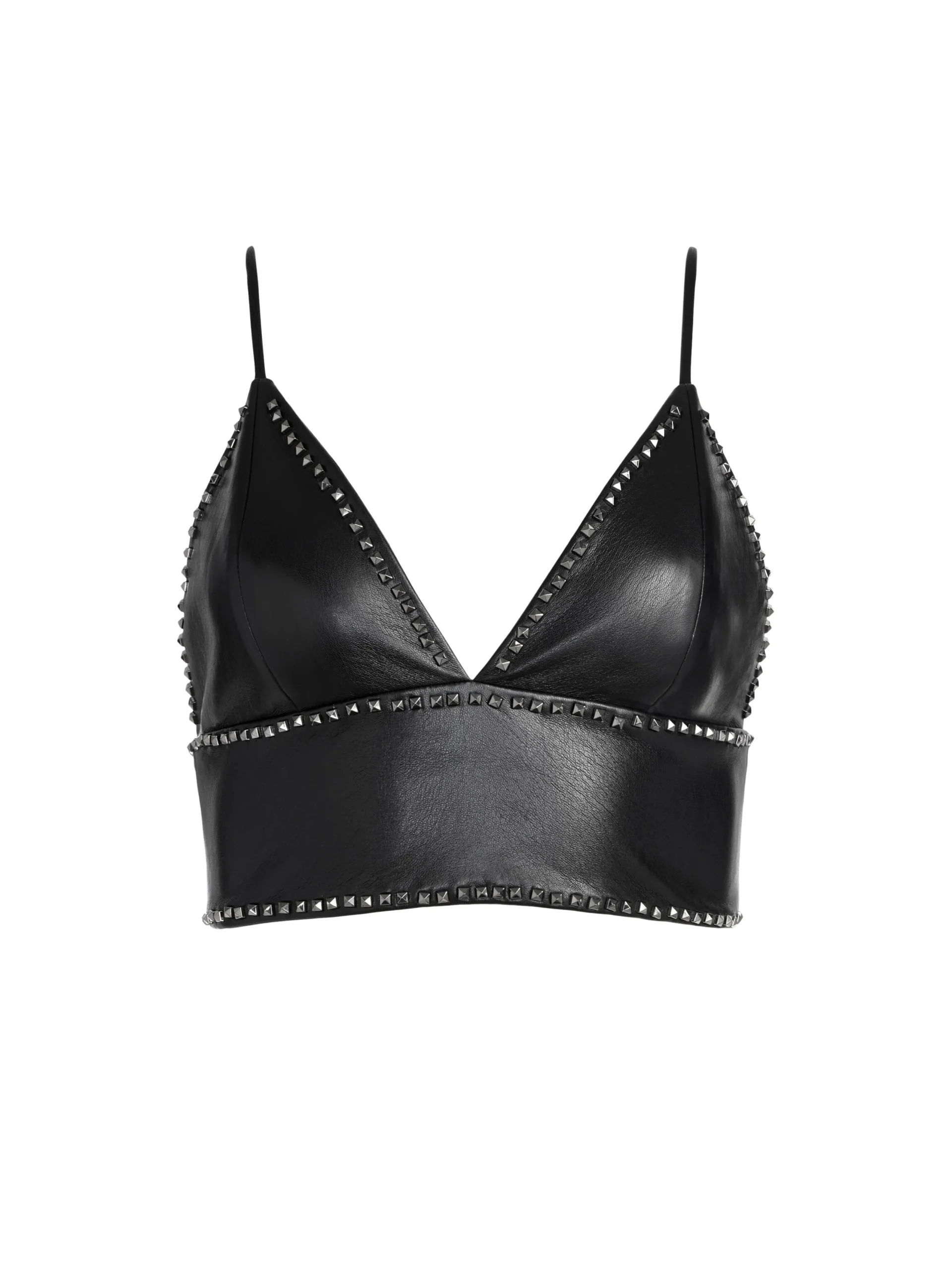 Alice and Olivia TOPS*CARLI VEGAN LEATHER STUDDED BRA TOP
