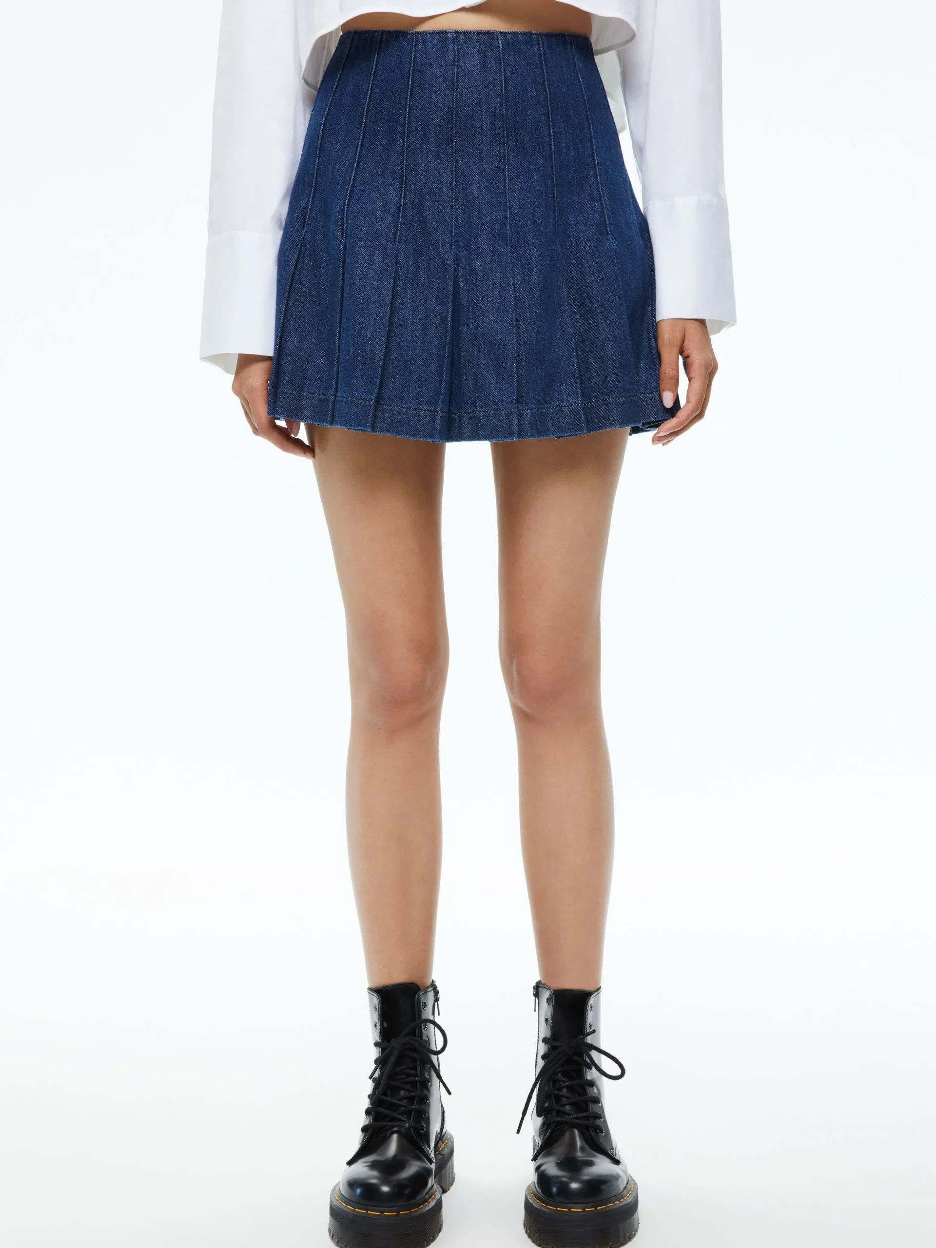 Alice and Olivia JEAN SHOP|SKIRTS*CARTER PLEATED DENIM MINI SKIRT