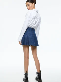 Alice and Olivia JEAN SHOP|SKIRTS*CARTER PLEATED DENIM MINI SKIRT