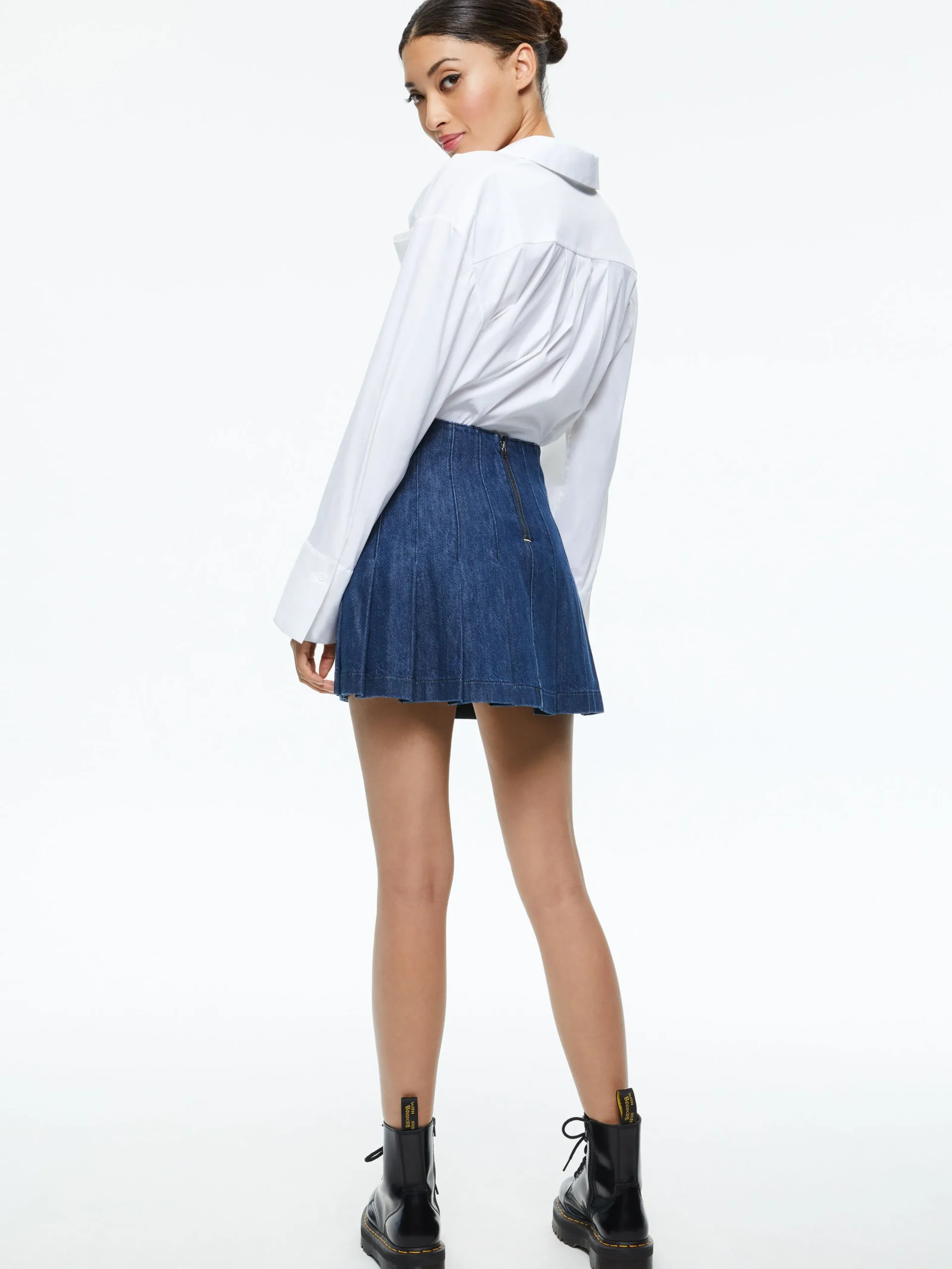 Alice and Olivia JEAN SHOP|SKIRTS*CARTER PLEATED DENIM MINI SKIRT