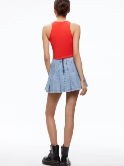 Alice and Olivia JEAN SHOP|SKIRTS*CARTER PLEATED DENIM MINI SKIRT