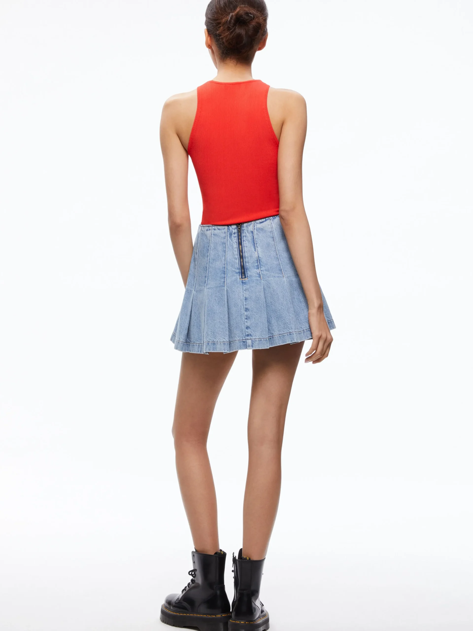 Alice and Olivia JEAN SHOP|SKIRTS*CARTER PLEATED DENIM MINI SKIRT