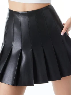 Alice and Olivia VEGAN LEATHER|ESSENTIALS*CARTER PLEATED VEGAN LEATHER MINI SKIRT