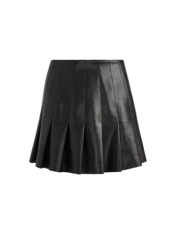 Alice and Olivia VEGAN LEATHER|ESSENTIALS*CARTER PLEATED VEGAN LEATHER MINI SKIRT