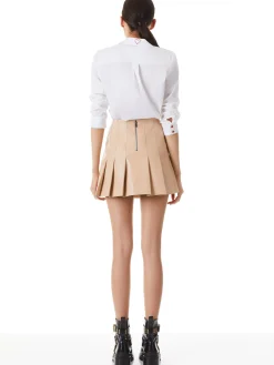 Alice and Olivia SUITS|SKIRTS*CARTER PLEATED VEGAN LEATHER MINI SKIRT