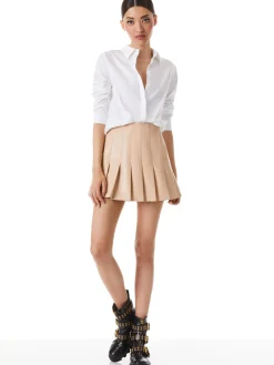Alice and Olivia SUITS|SKIRTS*CARTER PLEATED VEGAN LEATHER MINI SKIRT