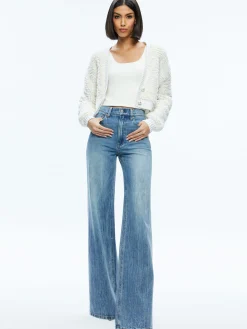 Alice and Olivia SWEATERS*CASILDA FAUX FUR CROPPED CARDIGAN