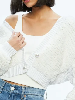 Alice and Olivia SWEATERS*CASILDA FAUX FUR CROPPED CARDIGAN