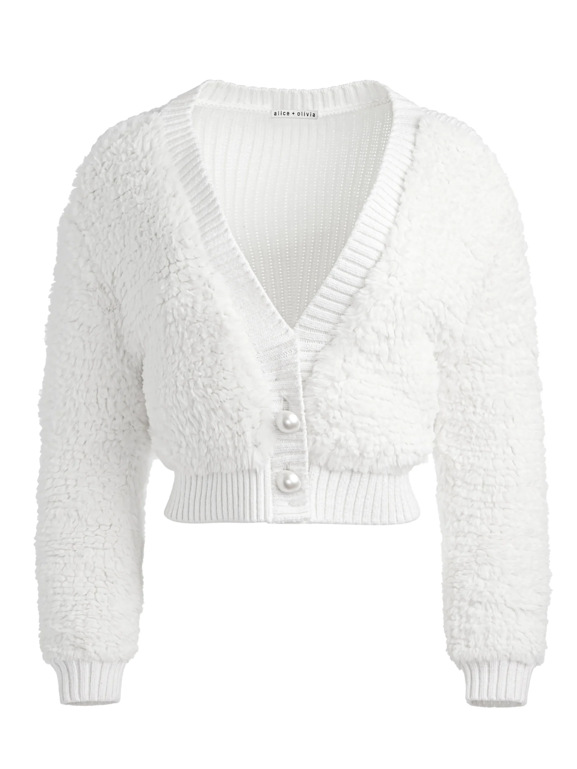 Alice and Olivia SWEATERS*CASILDA FAUX FUR CROPPED CARDIGAN