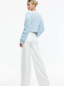 Alice and Olivia SWEATERS*CASILDA FAUX FUR CROPPED CARDIGAN