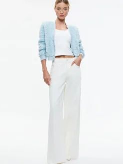 Alice and Olivia SWEATERS*CASILDA FAUX FUR CROPPED CARDIGAN