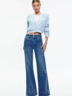 Alice and Olivia SWEATERS*CASILDA FAUX FUR CROPPED CARDIGAN