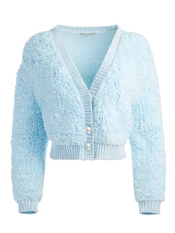 Alice and Olivia SWEATERS*CASILDA FAUX FUR CROPPED CARDIGAN