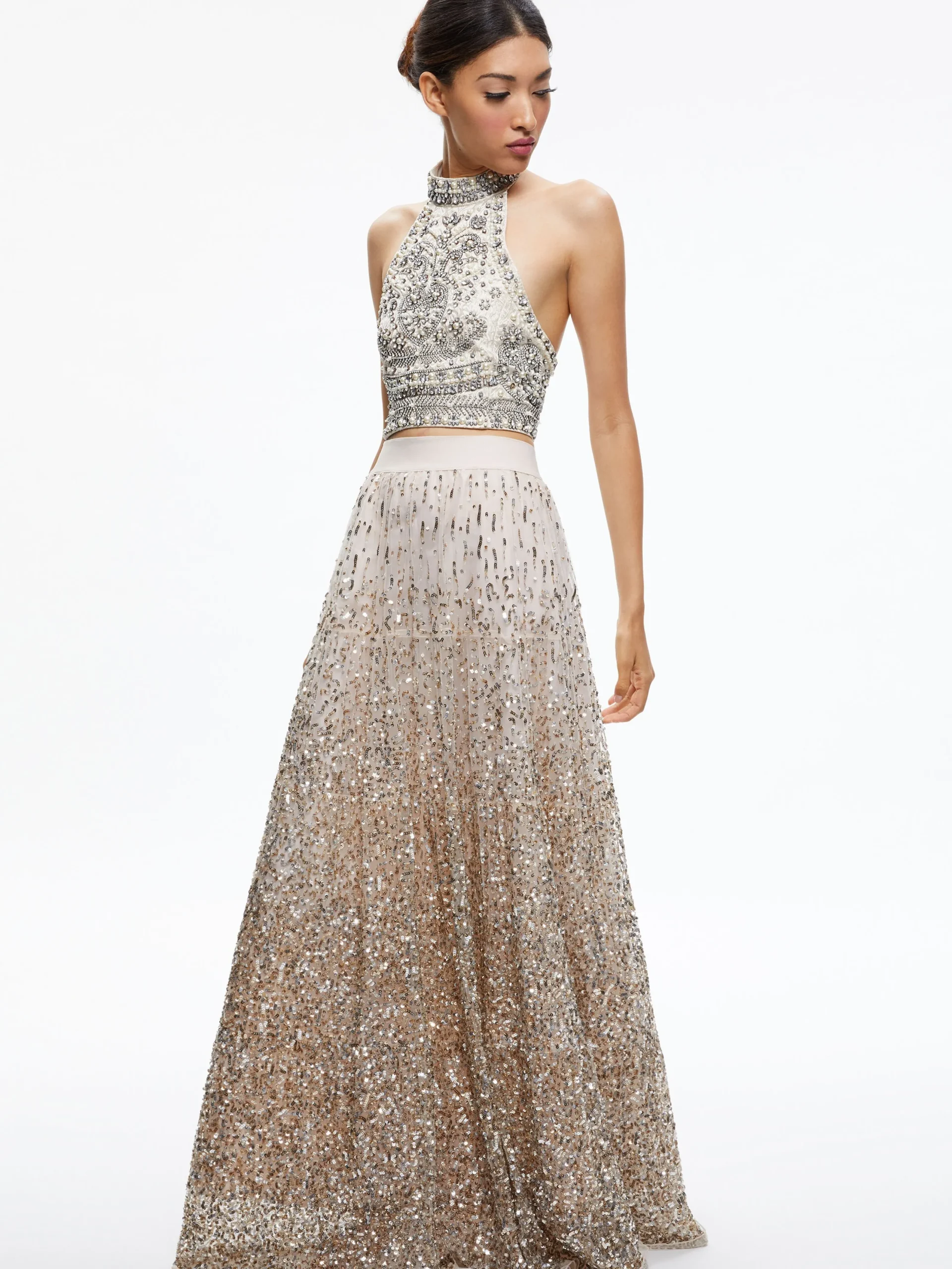 Alice and Olivia SKIRTS*CATRINA SEQUIN EMBELLISHED GOWN SKIRT