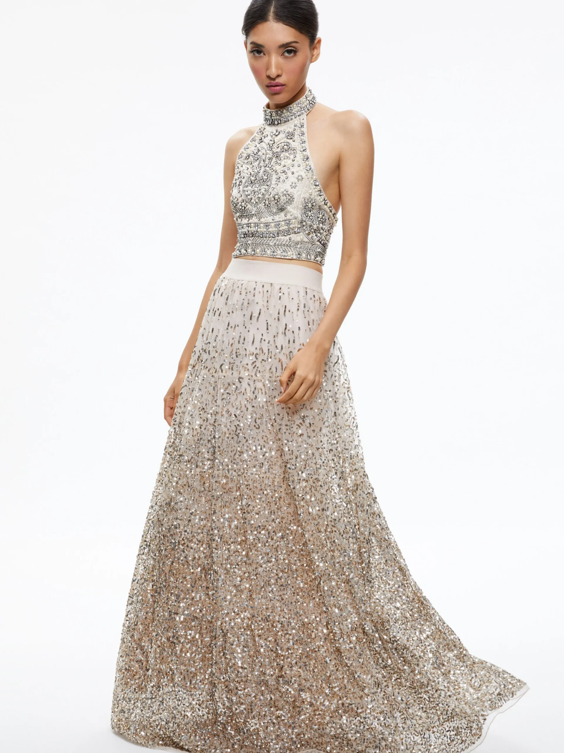 Alice and Olivia SKIRTS*CATRINA SEQUIN EMBELLISHED GOWN SKIRT