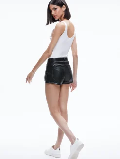 Alice and Olivia VEGAN LEATHER|SHORTS*CAY LOW RISE VEGAN LEATHER CARGO SHORT