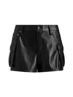 Alice and Olivia VEGAN LEATHER|SHORTS*CAY LOW RISE VEGAN LEATHER CARGO SHORT