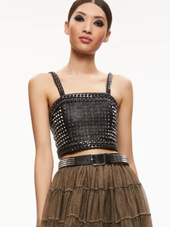 Alice and Olivia TOPS*CERESI CHAIN STRAP STUDDED TOP