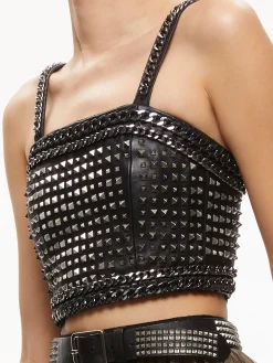 Alice and Olivia TOPS*CERESI CHAIN STRAP STUDDED TOP