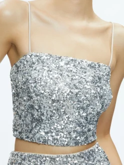 Alice and Olivia TOPS*CERESI SEQUIN BANDEAU CROP TOP
