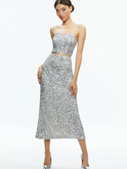Alice and Olivia TOPS*CERESI SEQUIN BANDEAU CROP TOP